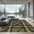 Olive Green and Navy Plaid Grid Rug