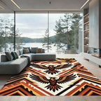 Geometric Eagle Totem Ochre Terracotta Feather Rug