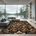 Ornate Gold Acanthus Leaf Scrollwork Rug