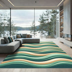 Deep Emerald Coastal Wavy Stripe Rug