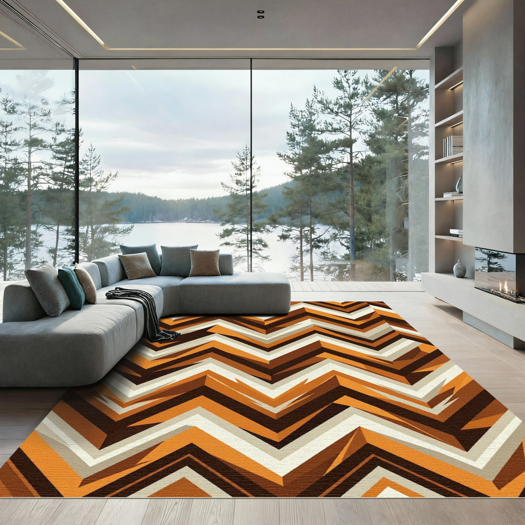 Geometric Zigzag Stripes Rug