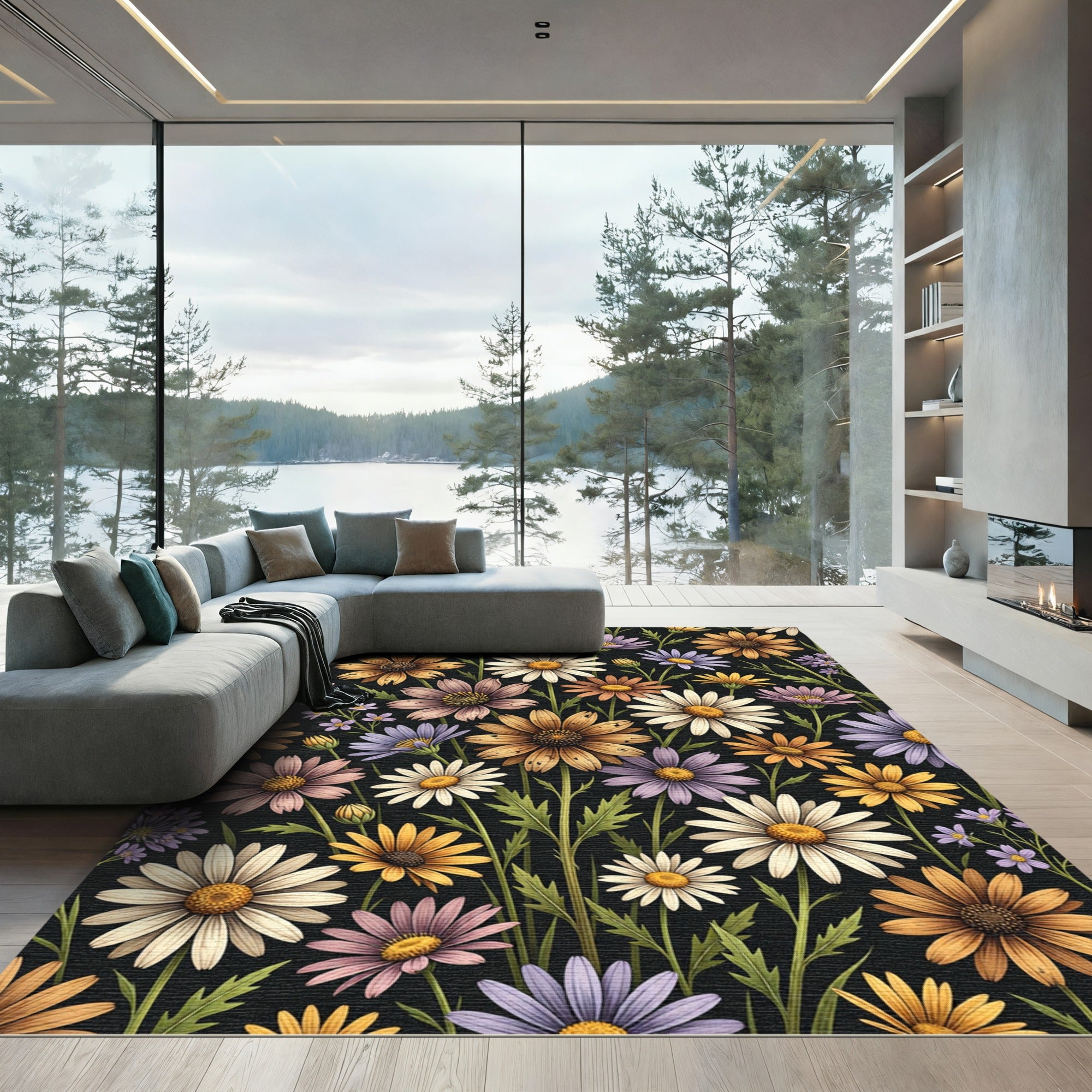 Multicolor Daisy Garden Floral Rug