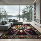 Sacred Golden Christ Radiant Stained Glass Rug