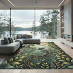 Lush Green Woodland Leaf Vine Rug