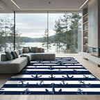 Navy Blue and White Nautical Anchor Rug
