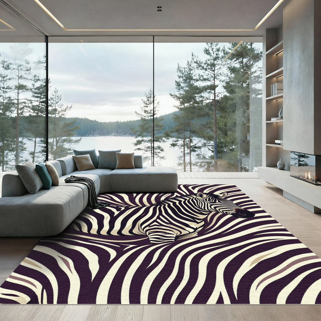 Earthy zebra stripes with a regal flair Rug