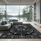 Ornate Silver Heraldic Crest Rug
