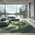 Earthy Green Artichoke Broad Brushstrokes Rug