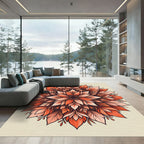 Fiery Orange Blossom Mandala Rug