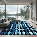 Deep Blue Diamond Gradient Geometric Rug