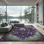 Ornate Purple Grapes Floral Frame Rug