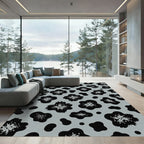 Abstract Black White Grey Blotches Rug