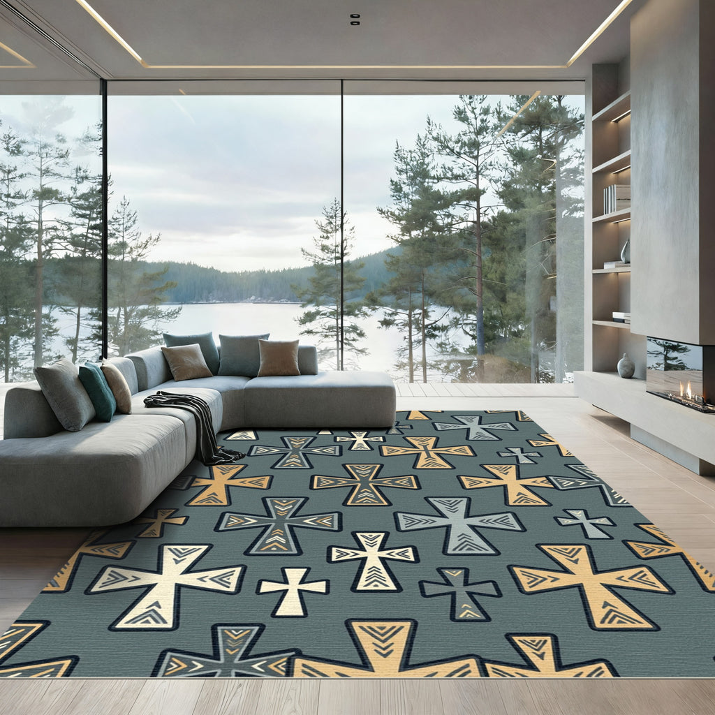 Rustic Geometric Cross Collection Rug