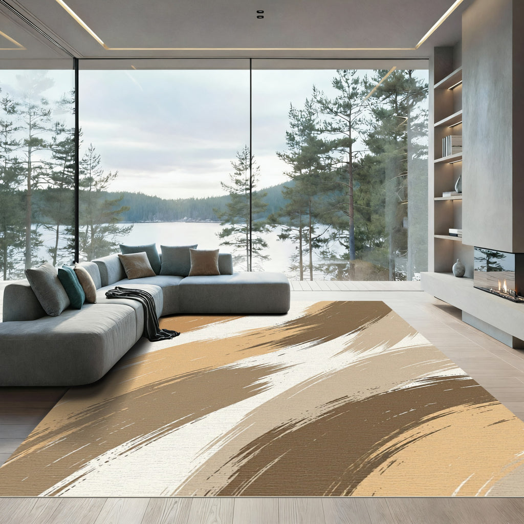 Earthy Abstract Brush Stroke Rug