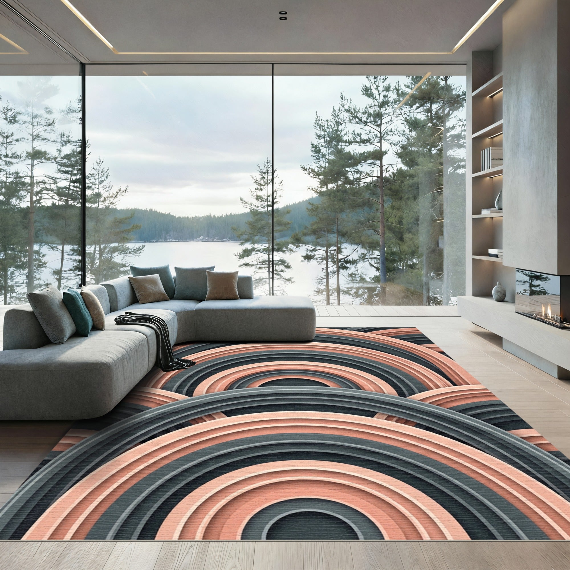 Coral Gray Arch Ripple Rug