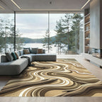Sandy Earth Toned Swirling Driftwood Rug