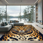 Golden Leopard Spots Face Rug