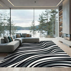 Monochrome Wavy Stripes Gradient Rug