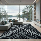 Monochromatic Fern Geometric Arrangement Rug