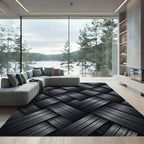 Charcoal Woven Basketweave Texture Rug