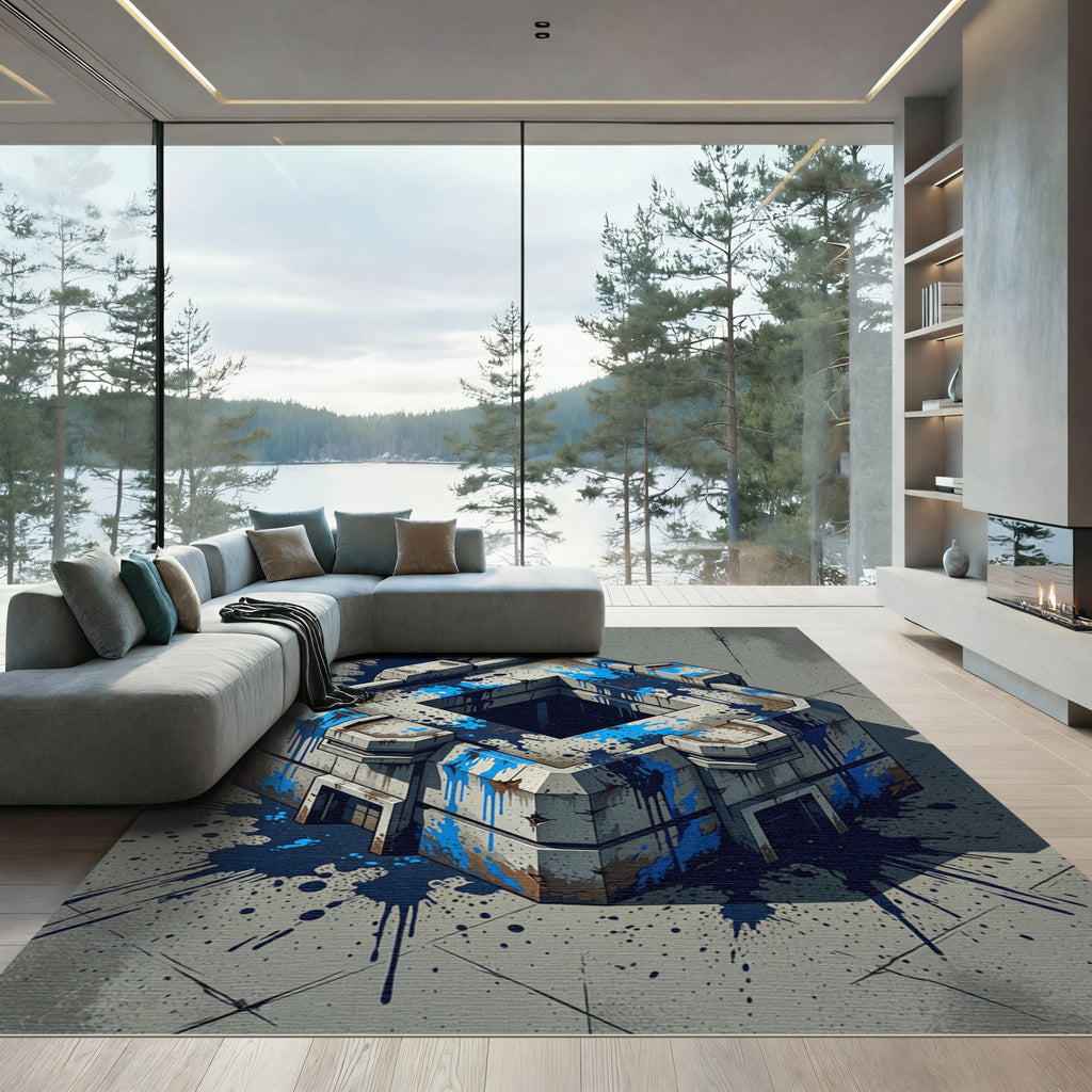 Concrete Splatter Cubic Geometric Rug