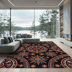Bold Geometric Sunburst Earth Tone Tapestry Rug