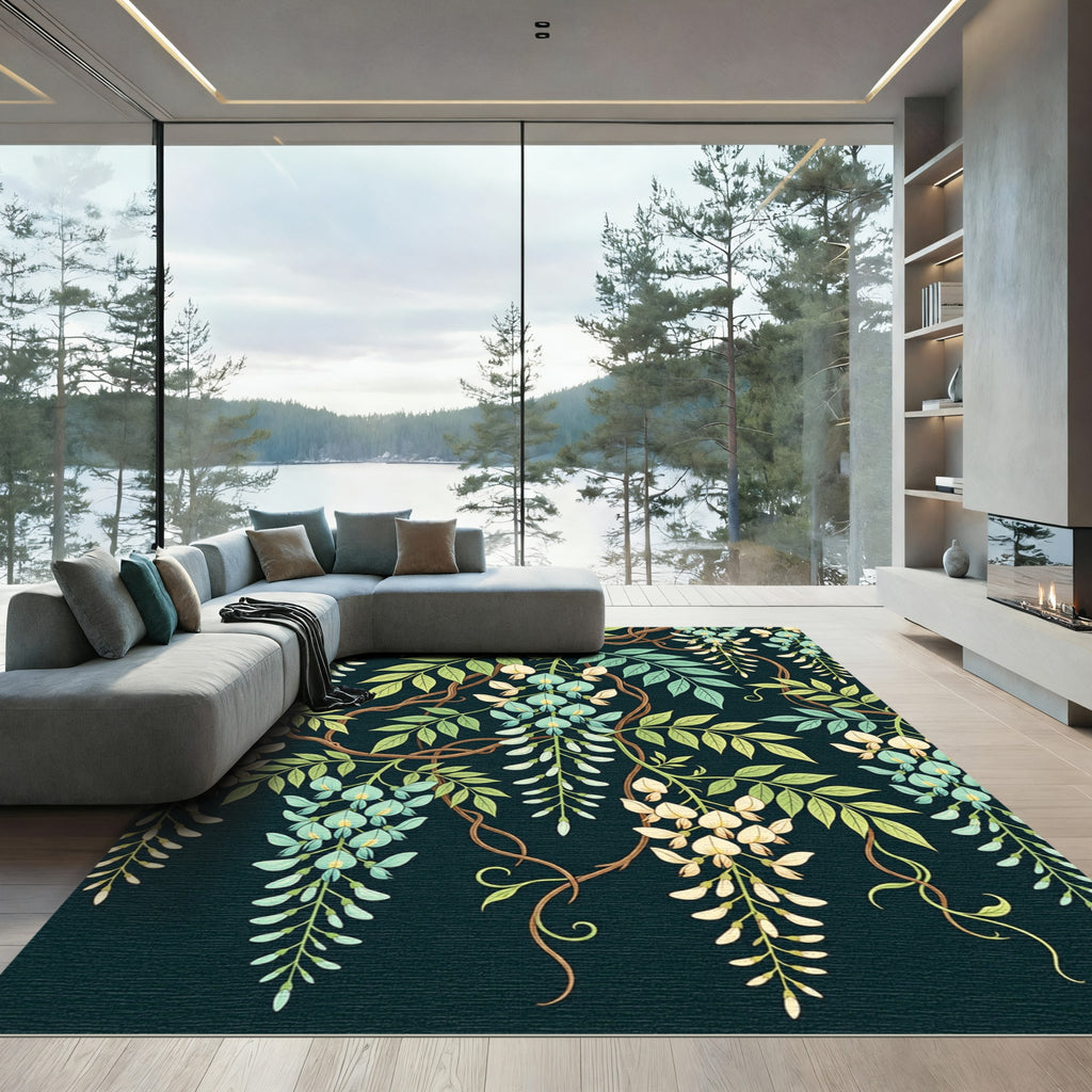 Ethereal Wisteria Cascading Botanical Art Rug