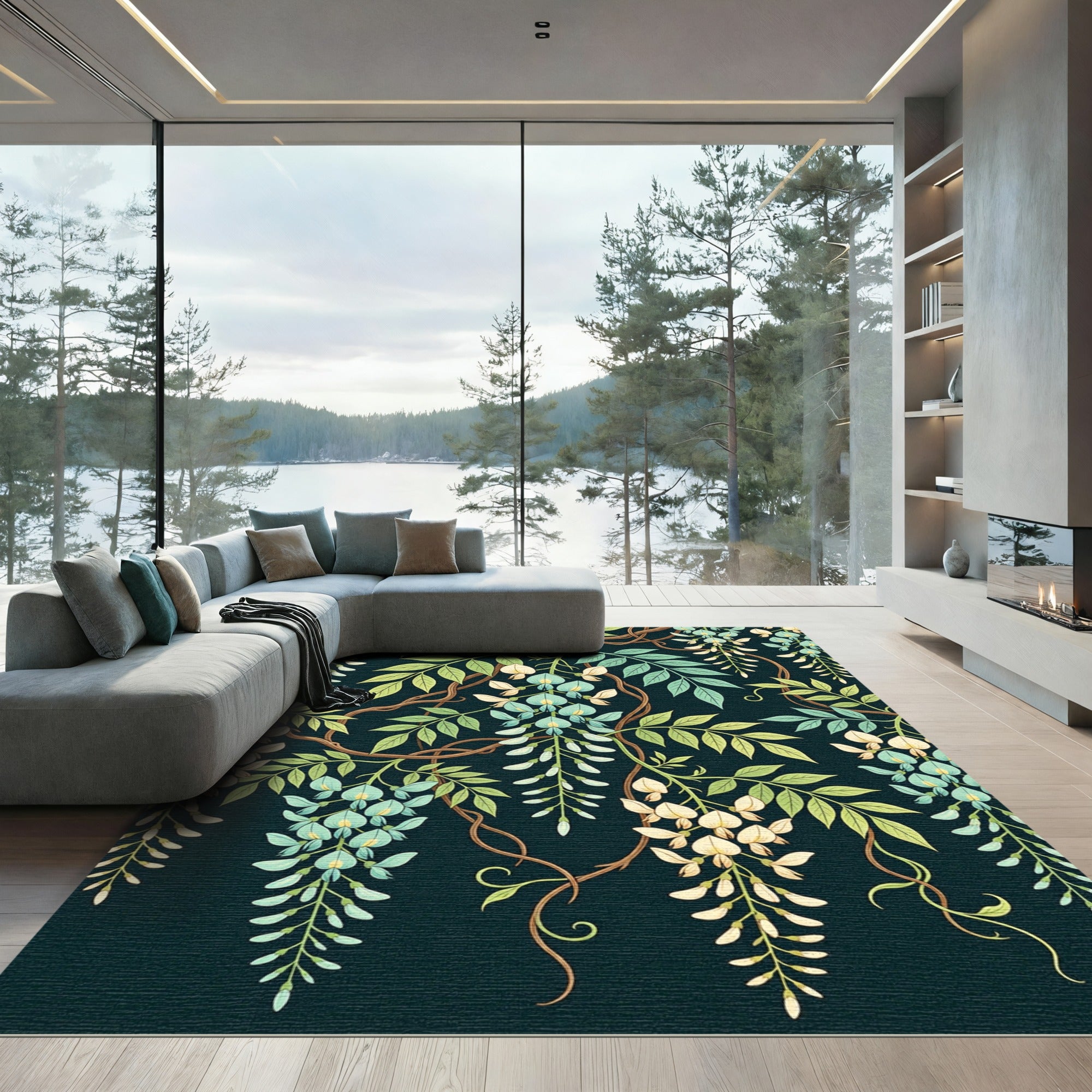 Ethereal Wisteria Cascading Botanical Art Rug