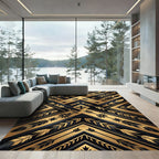 Golden Arrow Geometric Feather Art Rug