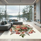 Elegant Soft Pink Garden Floral Bouquet Rug