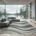 Monochromatic Wavy Stripe Ribbons Rug