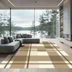 Warm Beige Plaid Landscape Rug