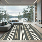 Modern Gray Striped Railway Rug