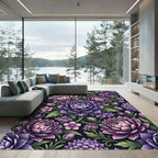 Moody Purple Dahlia Botanical Floral Rug