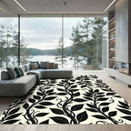Black Vine Leaf Art Nouveau Rug