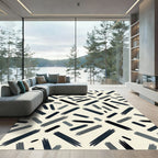 Minimalist Charcoal Abstract Brushstroke Rug
