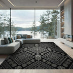 Monochrome Tribal Aztec Diamond Art Rug
