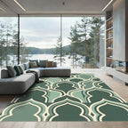 Sage Green Arched Geometric Tile Rug