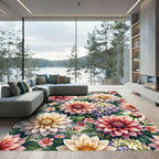 Blooming Pink and Cream Dahlia Bouquet Rug