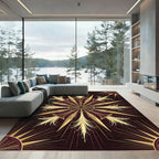 Art Deco Golden Sunburst Medallion Rug