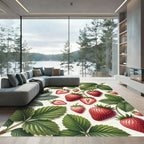 Vibrant Red Strawberry Botanical Art Rug