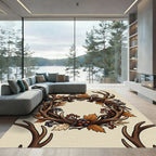 Rustic Antler Wreath with Autumn Foliage Rug