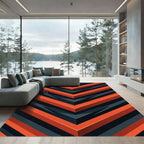 Bold Geometric Orange and Charcoal Chevrons Rug