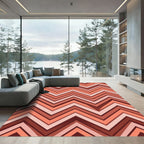 Coral Pink Chevron Stripes Rug