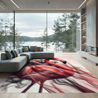 Ethereal Flamingo with Crimson Smoke Rug