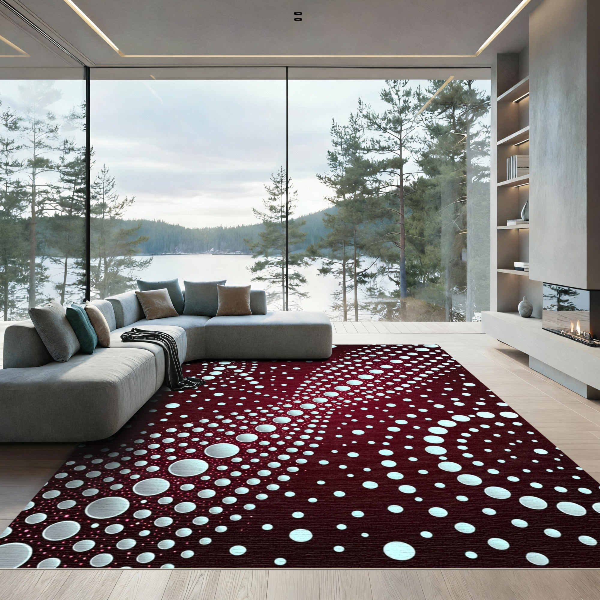 Crimson Dot Cascade Contemporary Rug