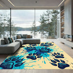 Teal Paw Prints Splash Design Rug