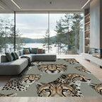 Graceful Cheetah Portraits Neutral Background Rug