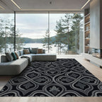 Dark Grey Quatrefoil Arabesque Rug