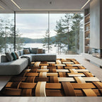 Woven Chocolate Brown Stripe Lattice Rug